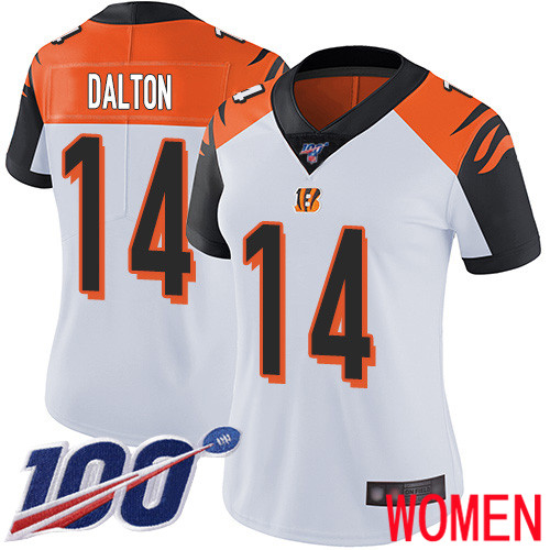 Cincinnati Bengals Limited White Women Andy Dalton Road Jersey NFL Footballl 14 100th Season Vapor Untouchable